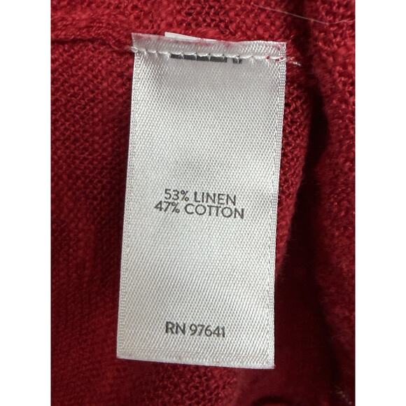 J. Jill Women's Cardigan Open Front Red Linen Cotton Blend S/S Lightweight M - Picture 10 of 11